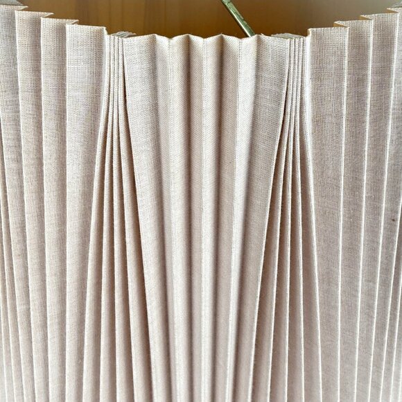 Stiffel Pleated Fabric Beige Vintage Empire Lamp Shade 16" Wide Base 12" Tall - Picture 4 of 7